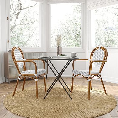 Merrick Lane Bistro Chair With Textilene Seat And Metal Frame
