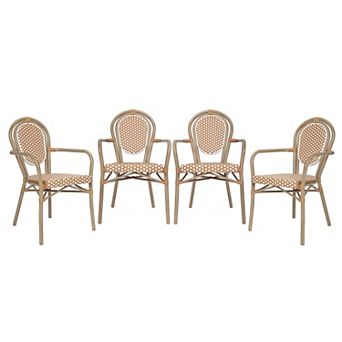 Emma And Oliver 4 Pack Stacking Bistro Chair With Metal Frame & Pe Seat