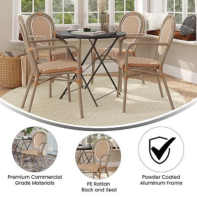 Emma And Oliver 4 Pack Stacking Bistro Chair With Metal Frame & Pe Seat