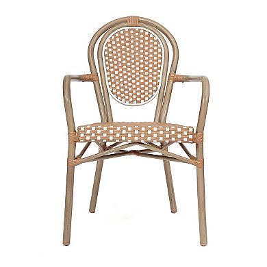 Emma And Oliver 4 Pack Stacking Bistro Chair With Metal Frame & Pe Seat