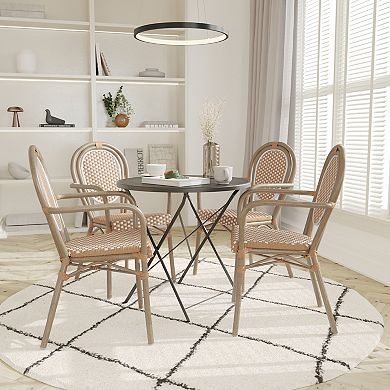 Emma And Oliver 4 Pack Stacking Bistro Chair With Metal Frame & Pe Seat