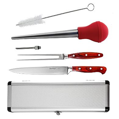 BergHOFF Pakka Wood 6-Piece Carving Prep and Turkey Baster Set