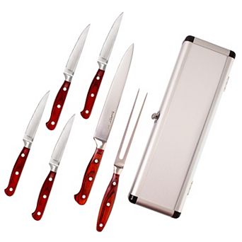BergHOFF Pakka Wood 7 pc Stainless Steel Steak & Carving Knife Set