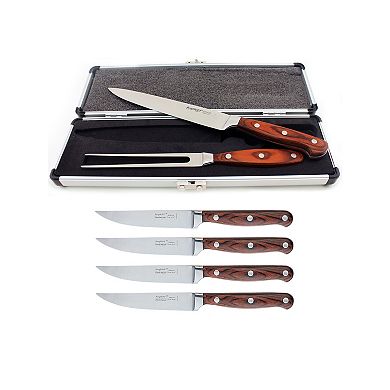 BergHOFF Pakka Wood 7-Piece Stainless Steel Steak & Carving Knife Set