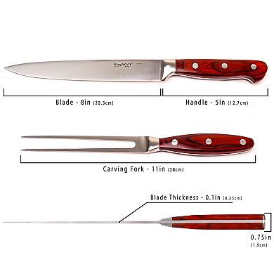BergHOFF Pakka Wood 7-Piece Stainless Steel Steak & Carving Knife Set