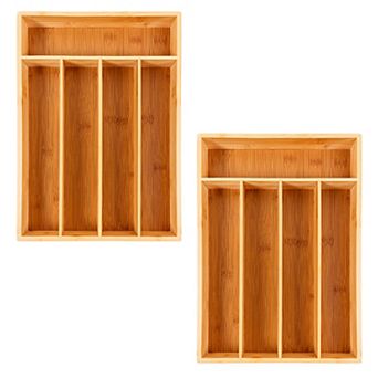 BergHOFF Bamboo 5-Slot Flatware Organizers Two-Piece Set