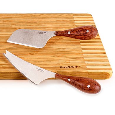 BergHOFF Aaron Probyn 3-Piece Cheese Knife and Round Bamboo Cutting Board Set