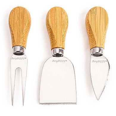 BergHOFF Stainless Steel 4-Piece Cheese Knives with Bamboo Paddle Board Set