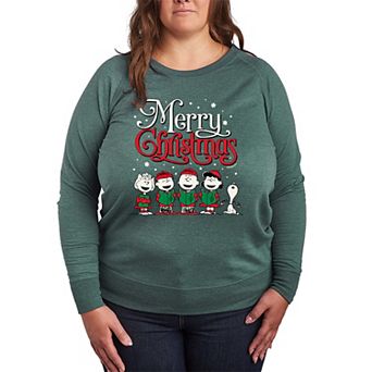 Women's Peanuts Merry Christmas Carols French Terry Long Sleeve Tee