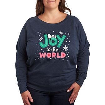 Women's Peanuts Snoopy Joy To The World French Terry Long Sleeve Tee