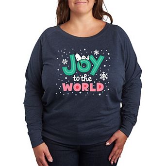 Women's Peanuts Snoopy Joy To The World French Terry Long Sleeve Tee