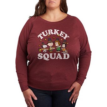 Women's Peanuts Turkey Squad French Terry Long Sleeve Tee