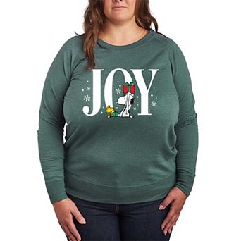 Women's Peanuts Snoopy & Woodstock Joy French Terry Long Sleeve Tee