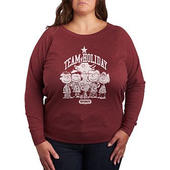 Women's Peanuts Team Holiday Spirit French Terry Long Sleeve Tee