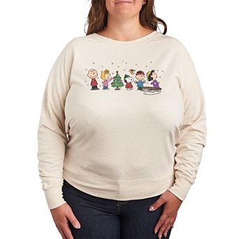 Women's Peanuts Christmas Group French Terry Long Sleeve Tee