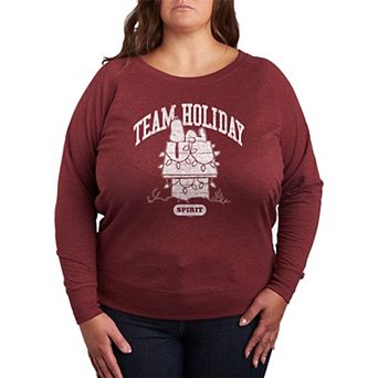 Women's Peanuts Team Holiday Spirit French Terry Long Sleeve Tee