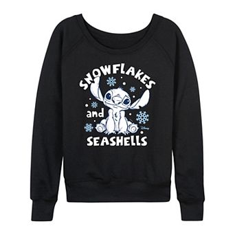 Disney's Lilo & Stitch Women's Snowflakes & Seashells French Terry Long Sleeve Tee