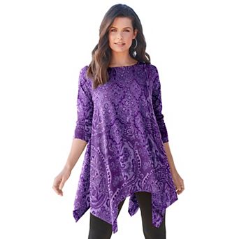 Roaman's Women's Plus Size Ultimate Handkerchief Hem Tunic