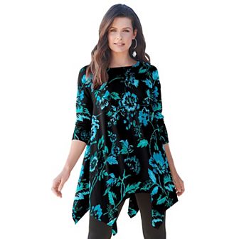 Roaman's Women's Plus Size Ultimate Handkerchief Hem Tunic
