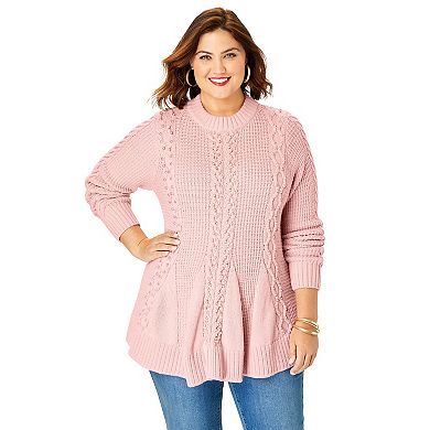 Roaman's Women's Plus Size Fit And Flare Sweater