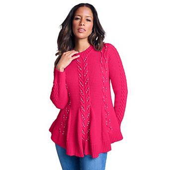 Roaman's Women's Plus Size Fit And Flare Sweater
