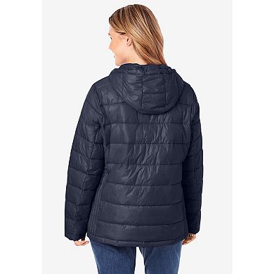 Woman Within Plus Size Packable Puffer Jacket