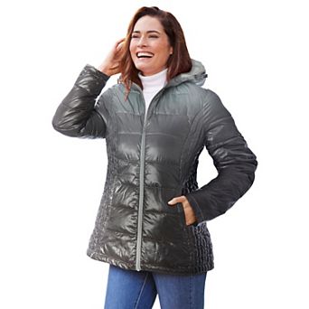 Woman Within Plus Size Packable Puffer Jacket