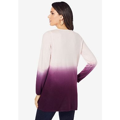 Roaman's Women's Plus Size Fine Gauge Ombre Sweater