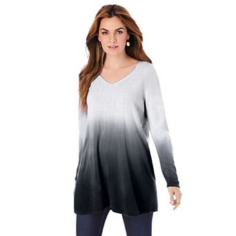 Roaman's Women's Plus Size Fine Gauge Ombre Sweater