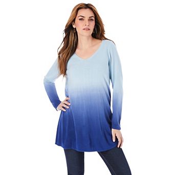 Roaman's Women's Plus Size Fine Gauge Ombre Sweater