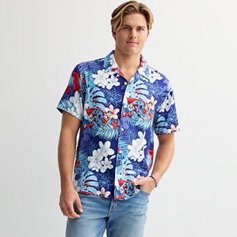 Men's DC Comics Superman & Floral Allover Print Woven Short Sleeve Button-Down Shirt