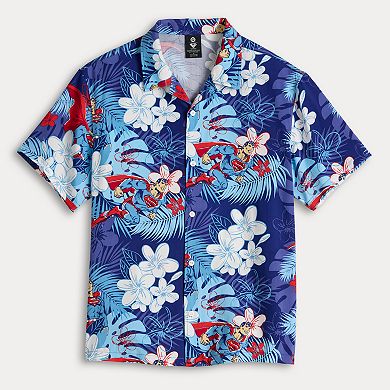 Men's DC Comics Superman & Floral Allover Print Woven Short Sleeve Button-Down Shirt