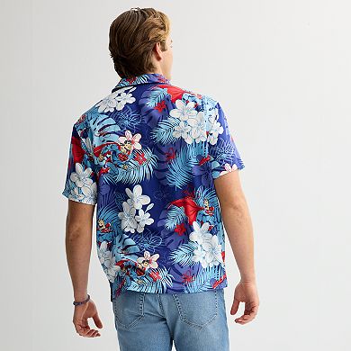 Men's DC Comics Superman & Floral Allover Print Woven Short Sleeve Button-Down Shirt