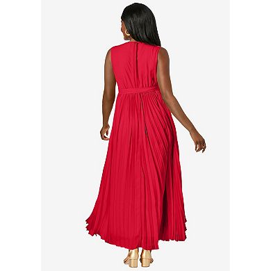 Jessica London Women's Plus Size Pleated Maxi Dress