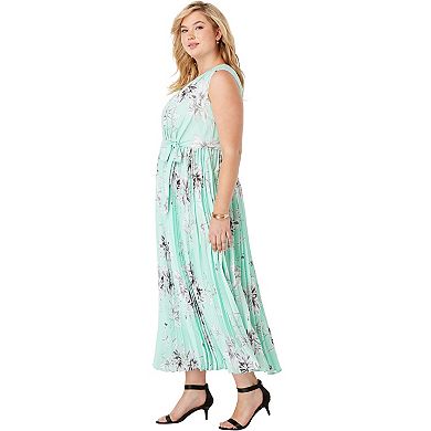 Jessica London Women's Plus Size Pleated Maxi Dress