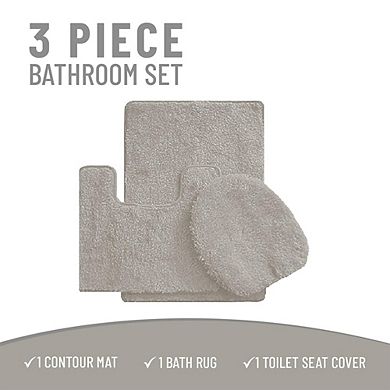 3 Piece Bath Rug Set: 1 Br(18" X 30") , 1 Cm(18" X 19") And 1 Toilet Seat Cover(apx 18" X 19")