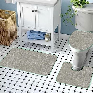3 Piece Bath Rug Set: 1 Br(18" X 30") , 1 Cm(18" X 19") And 1 Toilet Seat Cover(apx 18" X 19")