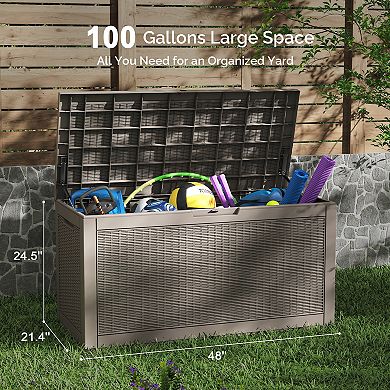 100 Gallon Outdoor Patio Deck Storage Box Floor Decor