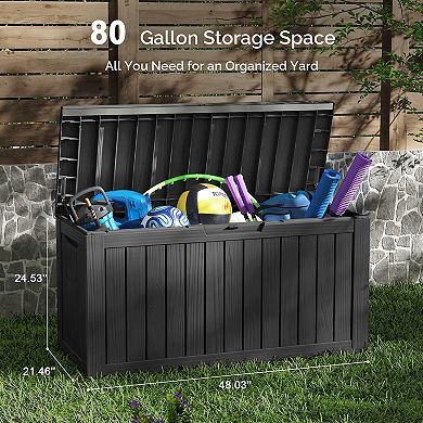 80 Gallon Outdoor Patio Deck Storage Box Floor Decor