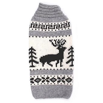 Chilly Dog Black Southwest Reindeer Shawl Dog Sweater