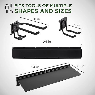 RaxGo Garage Tool Storage Rack with Wall Shelf, 12-Piece Garage Organizer Wall mount