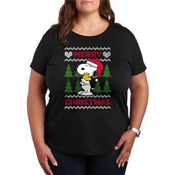 Plus Size Peanuts Snoopy Christmas Sweater Graphic Tee