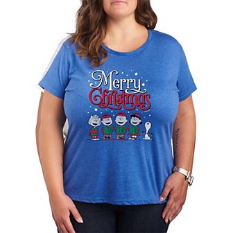 Plus Size Peanuts Merry Christmas Carols Graphic Tee
