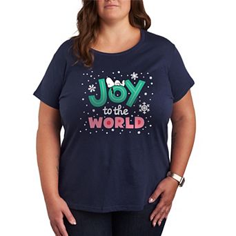Plus Size Peanuts Snoopy Joy To The World Graphic Tee