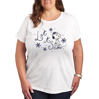 Plus Size Peanuts Snoopy Let It Snow Graphic Tee