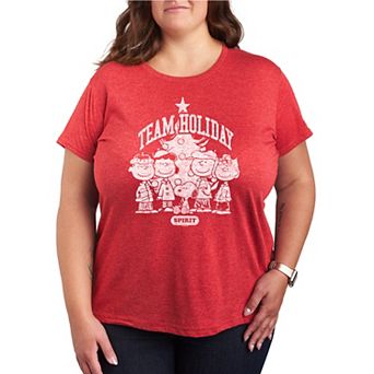 Plus Size Peanuts Team Holiday Spirit Graphic Tee