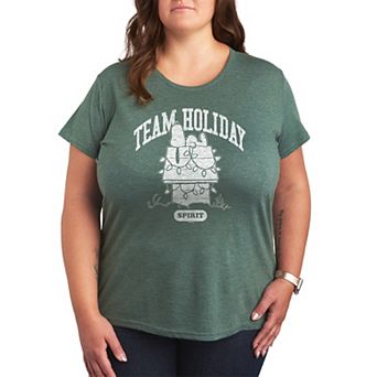 Plus Size Peanuts Snoopy Team Holiday Spirit Graphic Tee