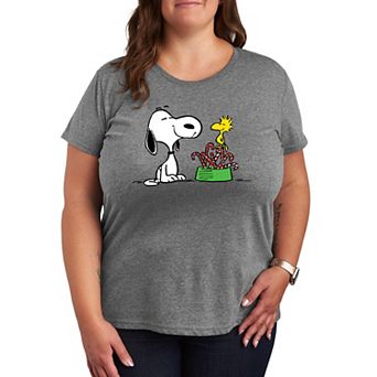 Plus Size Peanuts Snoopy & Woodstock Candy Canes Graphic Tee