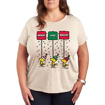 Plus Size Peanuts Woodstock Merry & Bright Graphic Tee