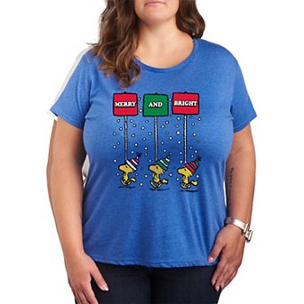 Plus Size Peanuts Woodstock Merry & Bright Graphic Tee